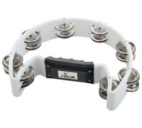 XDrum Pandereta De Mano Forma De Media Luna (Tambourine, 16 Pares De Cascabeles De Acero Cromado, Plástico) Blanca