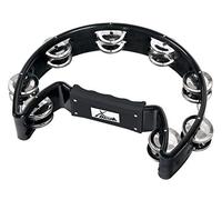 XDrum Pandereta De Mano Forma De Media Luna (Tambourine, 16 Pares De Cascabeles De Acero Cromado, Plástico) negra