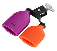 XDrum PB3-VTOG Bloque de Percusión Dual - Dos bloques Agogo afinados de forma diferente en un soporte - De plástico indestructible - Sonido potente y penetrante - Violeta/Naranja
