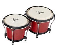 XDrum PERC Bongos Club Rojo Vino - 2 Tambores de 6" y 7" - Bongos con parches naturales afinables y llave de afinación - Tambores de madera rojo vino