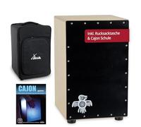 XDrum PERC CP-481 Cajon Peruana Black Wood Set (Set incl. Cajón con cuerpo de abedul y efecto snare, bolsa de mochila para transporte y almacenamiento seguro y escuela de cajón para principiantes)