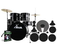 XDrum Rookie 20" Set de batería de estudio negra más set de sordina