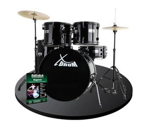 XDrum Rookie 22" Standard Set Completo de Batería Black - Ideal para Principiantes - Hardware Estilosa en negro - Incluye Baquetas 5B, Manual de Montaje y Escuela de Batería - Negro