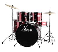 XDrum Semi 22" Standard Batería Lipstick Red - 22" BD, 12" TT, 13" TT, 16" FT, 14" SD - incl. Escuela - Rojo