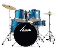 XDrum Semi 22" Standard Batería Satin Blue Sparkle - 22" BD, 12" TT, 13" TT, 16" FT, 14" SD - incl. Escuela - Azul