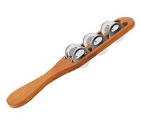 XDrum TS-1 Tambourine Stick Set de 3 - Bastón de pandereta de madera - 6 pares de jingles de acero - Bastón con mango ergonómico ideal para niños - Longitud: 29,5 cm - Natural