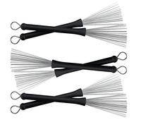 XDrum XJB2 Escobillas De Alambre Para Baquetas SET 3 Pares (Escobillas Para Batería, Escobillas Metálicas, Alambres Retráctiles, Longitud: 33 cm, Mango Goma)