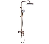 XDSMB columna ducha con grifo bañera Giratoria 180° oro Rosa | grifo ducha de pared monomando con manguera y alcachofa, Conexión G1/2, Núcleo De Válvula Cerámico Incorporado