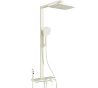 XDSMB Grifos Duchas de Baño Columna con Grifo Cascada Blanco Lechoso | Sistema de Ducha 4 en 1 Exterior para Pared, Barra de Ducha Regulable, Conjunto de Ducha con Grifo Monomando