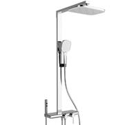 XDSMB Grifos Duchas de Baño Columna con Grifo Cascada Cromado | Sistema de Ducha 4 en 1 Exterior para Pared, Barra de Ducha Regulable, Conjunto de Ducha con Grifo Monomando