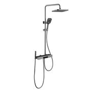 XDSMB Grifos Duchas de Baño Columna Gris Pistola Exterior de Pared | Columna de Ducha de 150Cm con Grifo para Bañera, Altura Ajustable, Duchas de Baño Monomando