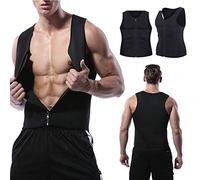 XDSP Faja Reductora Hombre Adelgazante Corsé con Cremallera Camiseta Termica, Compresión Desarrollo Muscular Quema Grasa Pérdida de Peso Sudoración Cremallera para Hombre (Black, XL)