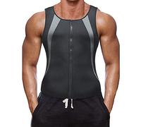XDSP Faja Reductora Hombre Adelgazante Corsé con Cremallera Camiseta Termica, Compresión Desarrollo Muscular Quema Grasa Pérdida de Peso Sudoración Cremallera para Hombre (Gray, M)