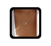 Xduargs Collar bohemio con colgante de corazón de diamantes de imitación dobles, collar vintage de cristal entrelazado, gargantilla de corazón brillante con circonita cúbica, collar de amor para mujer