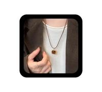 Xduargs Gargantilla bohemia con piedra de ojo de tigre, collares vintage de piedras preciosas naturales, collares de cuerda de cuero fino, collar de ojo de tigre, joyería de cadena para mujer