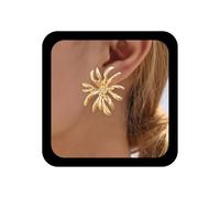Xduargs Pendientes bohemios de gran tamaño con diseño de girasol, de metal dorado, con crisantemo, vintage, florales, personalizables, con pétalos de lirio, joyería para mujer