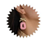 Xduargs Pendientes colgantes bohemios grandes con lazo, color rosa, huecos, cuadrados, vintage, acrílico, tallado de flores, aretes de aro geométricos personalizados, joyería para mujer, Zinc