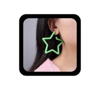 Xduargs Pendientes de aro bohemios coloridos con estrellas grandes de colores, aretes colgantes de estrella colorida, aretes de aro grandes, aretes vintage de neón retro para mujer (rosa), Zinc