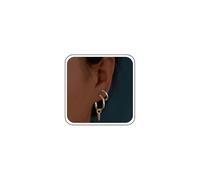 Xduargs Pendientes de aro de triángulo bohemio vintage abiertos, aretes de aro colgantes triangulares, aretes de aro geométricos, aretes de aro de medio aro para mujer, Zinc