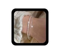 Xduargs Pulsera de cadena bohemia brillante de plata con cadena de mano, pulsera vintage con capas de corazón, pulseras colgantes ajustables de eslabones esclavos, joyería para mujer