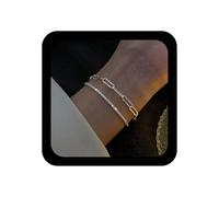 Xduargs Pulsera de cadena brillante bohemia con cadenas doradas, pulseras de mano vintage en capas, pulseras de cadena de clip de papel, pulsera ajustable de eslabones esclavos, joyería para mujer