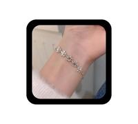 Xduargs Pulsera de mano de flores de circonita cúbica dorada con arnés de mano, pulsera vintage de cadena esclava de flores de racimo, pulsera de eslabones esclavos, joyería para mujer