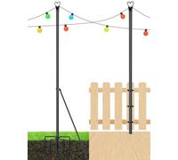 XDW-GIFTS Poste de luz de cadena - Postes de acero para colgar luces al aire libre, jardín, patio, soporte de iluminación para fiestas, Navidad, boda, paquete de 2