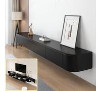 XDXINY Consola de TV flotante para TV, mueble de TV montado en la pared, banco de TV de almacenamiento grande debajo de la TV con cajones, soporte para enrutador (negro B, 160 x 20 x 30 cm)