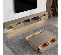 XDXINY Mueble de TV flotante con cajones con agujeros para roscar, consola multimedia de TV, estación de TV grande de almacenamiento de madera maciza, debajo del banco de TV, no requiere montaje