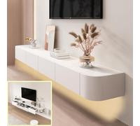 XDXINY Soporte flotante para TV de pared de madera maciza con puerta, consola multimedia de TV, armario de TV montado en la pared con gran espacio de almacenamiento, banco de TV para debajo del