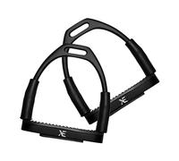XE Estribos de Caballo Equitación de Acero Inoxidable - 4.25 Pulgada Estribos Flexibles para Jinetes, Estribos de Caballo Seguridad Ideales Antideslizantes, Color Negro