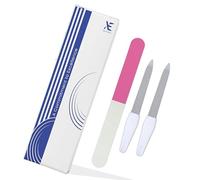 XE Juego de Limas y Pulidores de Uñas - 2 Limas de Uñas de Doble Cara con Revestimiento de Diamante Desechable de Metal con Pulidor de Uñas de 3 Vías para Pulir Uñas de Gel, Acrílicas y Naturales