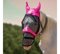 XE Máscara contra Moscas de Caballo con Orejas - Máscara de Caballo de Malla Transpirable para Cara Completa y Nariz para Protección UV y Mosca, Máscara Caballo (Full Pink Mask, Extra Full (XL))