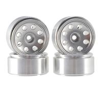 XEBRAD 4 Piezas, for Hot Wheels, Llantas de Metal Beadlock de 1,0 Pulgadas, neumáticos 1/24 RC Crawler RC Car, for Axial, SCX24 90081, for RGT, Neumático para Coche RC(2405SR Silver)