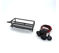XEBRAD Accesorio de actualización for Coche RC, portaequipajes Techo Metal con luz, for WPL, D12, camión Juguete Rock Crawler a Escala 1/10 Portaequipajes para Coches de Juguete(Schwarz)
