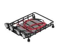 XEBRAD Portaequipajes de Techo Grande, Mediano y pequeño, con Luces Redondas o cuadradas, for vehículos RC Crawler axiales SCX10 1/10 Portaequipajes para Coches de Juguete(Small Quadrate 2)
