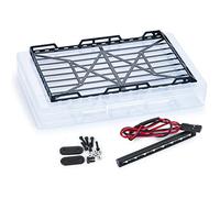 XEBRAD Portaequipajes de Techo Metal con Caja Luces 1/24, for Axial, SCX24 AXI00002 RC Crawler Car, Piezas decoración DIY Portaequipajes para Coches de Juguete(with Lights)