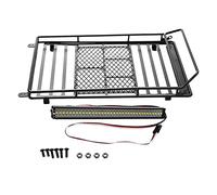 XEBRAD Portaequipajes de Techo Metal for Coche RC 1/10, for Traxxas, Trx4 RC4WD Cherokee, for Axial, Scx10 S38 con Barra focos 36" Portaequipajes para Coches de Juguete