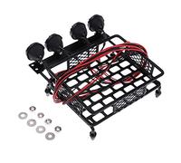 XEBRAD Portaequipajes for Rock Crawler RC 1/10 + 4 Luces Blancas, for Modelos axiales SCX10 Portaequipajes para Coches de Juguete