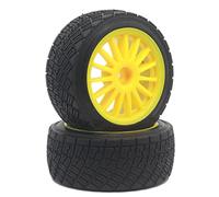 XEBRAD Ruedas de Asfalto de 80 mm con neumáticos RC, for HPI, WR8 Rally Off Road Buggy Truck, for HSP, 1:10 94177 Amarillo Neumático para Coche RC(2PC)