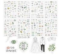 Xecamuvila 341 Pegatinas de Boda Set - 8 láminas de Pegatinas de Boda para Libro de Invitados y álbum de Fotos, Frases en alemán, Motivos de Pareja y decoración para Scrapbooking DIY
