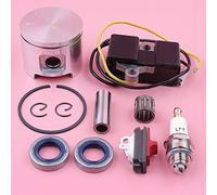 XEDLAMP Bobina de encendido Kit pistón 48 mm, for Husqvarna 61, for JONSERED 630, interruptor parada Sello aceite Bujía Cojinete Motosierra Reemplazar pieza repuesto Retén de cigüeñal de motosierra