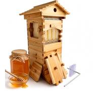 XEEAOFE Kit de Inicio de Colmena y Flow Hive, Caja de Abejas de Madera de Auto Cosecha, 4 Cuadros Flow, Ventana de Observación, Grifo de Miel, para Principiantes y Profesionales