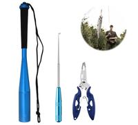 XEERUN 3 Set Fishing Fishing Fischtöter, 24,5 cm Aluminio Fishing Totschläger, Angelzange, Fishing Haken Lölöser Set, Fischtöter mit Rutschsicheren Griff Fischstäuber Angelzubehör für Angler Outdoor