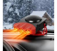 XEERUN Calentador de Coche 12 V 150 W, Calefactor Coche, 2 en 1 Portátil Calentador de Coche con Base Girevole 360°, Calefactor Coche Mechero para Coche Camión (Rojo)