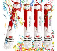 XEERUN Cañón de confeti de 30 cm, juego de 4 cañones de confeti, biodegradables, fáciles y seguros de usar, para bodas, cumpleaños, celebraciones (corazones)