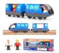 XEERUN tren eléctrico lok tren de madera, tren alimentado por batería, tren locomotora a pilas, potente tren motor