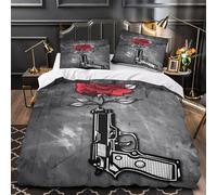 XEFASIDBN Amapolas Rojas Funda de Edredón Juego de 3 Piezas Estampado 3D Cierre de Cremallera Oculta Incluye Fundas de Almohada Lavables Acuarela Floral Funda Edredon for Ancianos King（220x240cm）