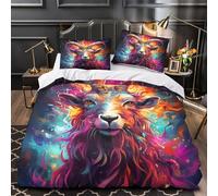 XEFASIDBN Arte de Cabeza de Cabra Funda de Edredón Diseño 3D Juego de 3 Piezas Incluye Fundas de Almohada Suave Ilustración de fantasía Oscura Funda Edredon for Adolescentes Double（200x200cm）