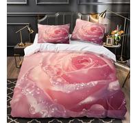 XEFASIDBN Caballo Rosa Floral Funda de Edredón Estampado 3D Suave 3 Piezas Cierre de Cremallera Oculta con Fundas de Almohada Transpirable Acuarela artística Funda Edredon for Familia King（220x240cm）